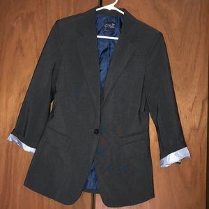 American Eagle dark charcoal one button blazer